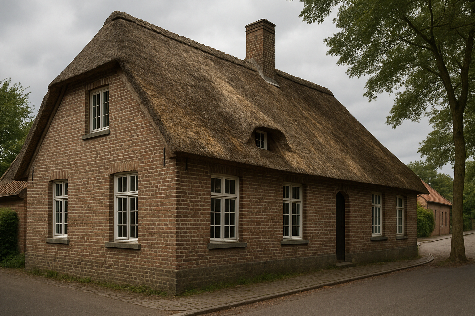 Verweerd rieten dak op woning geschikt voor inspectie en waardebepaling
