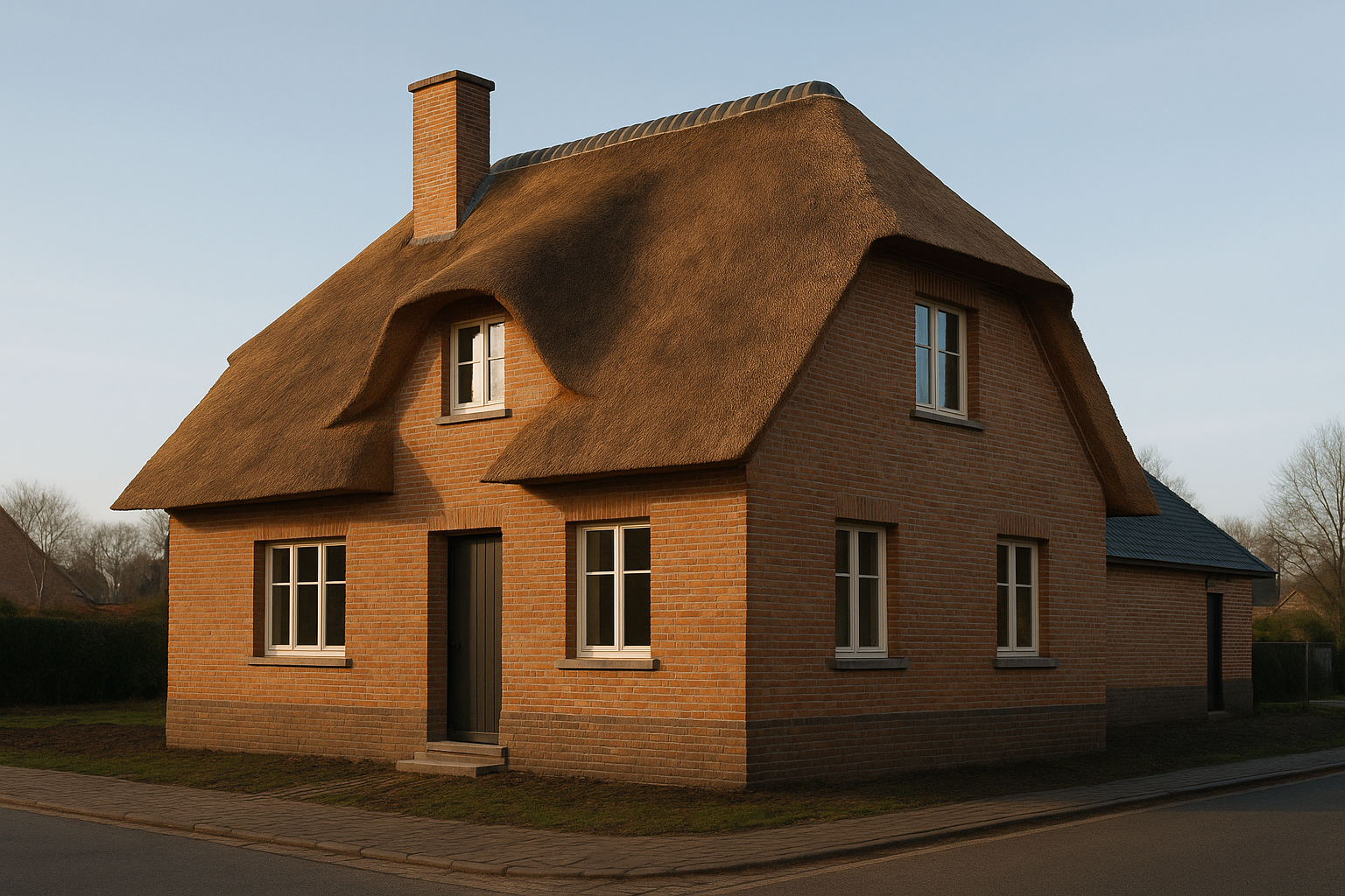 Nieuw rieten dak op een villa in de regio Antwerpen